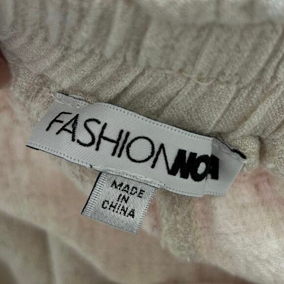 Fashion Nova Beige Cotton Wide Leg Drawstring Pants Women XL Elastic Waist Boho - Picture 5 of 8